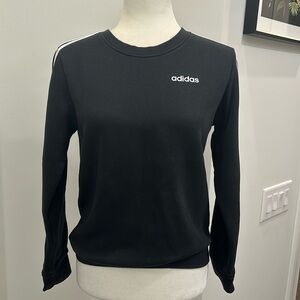 NWOT- Adida black with white stripes pullover sweatshirt. Size S